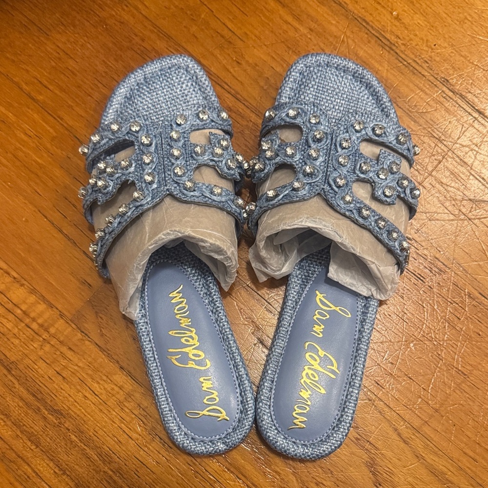 Sam Edelman Blue Embellished Bay Sandals - size 7